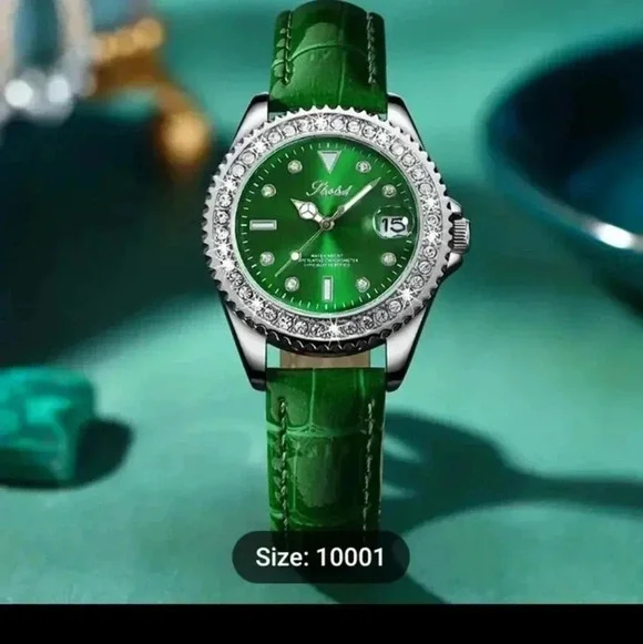 Women's Watch Luxury Rhinestone Quartz Watch Baroque Calendar Leather. NWT - Picture 4 of 7